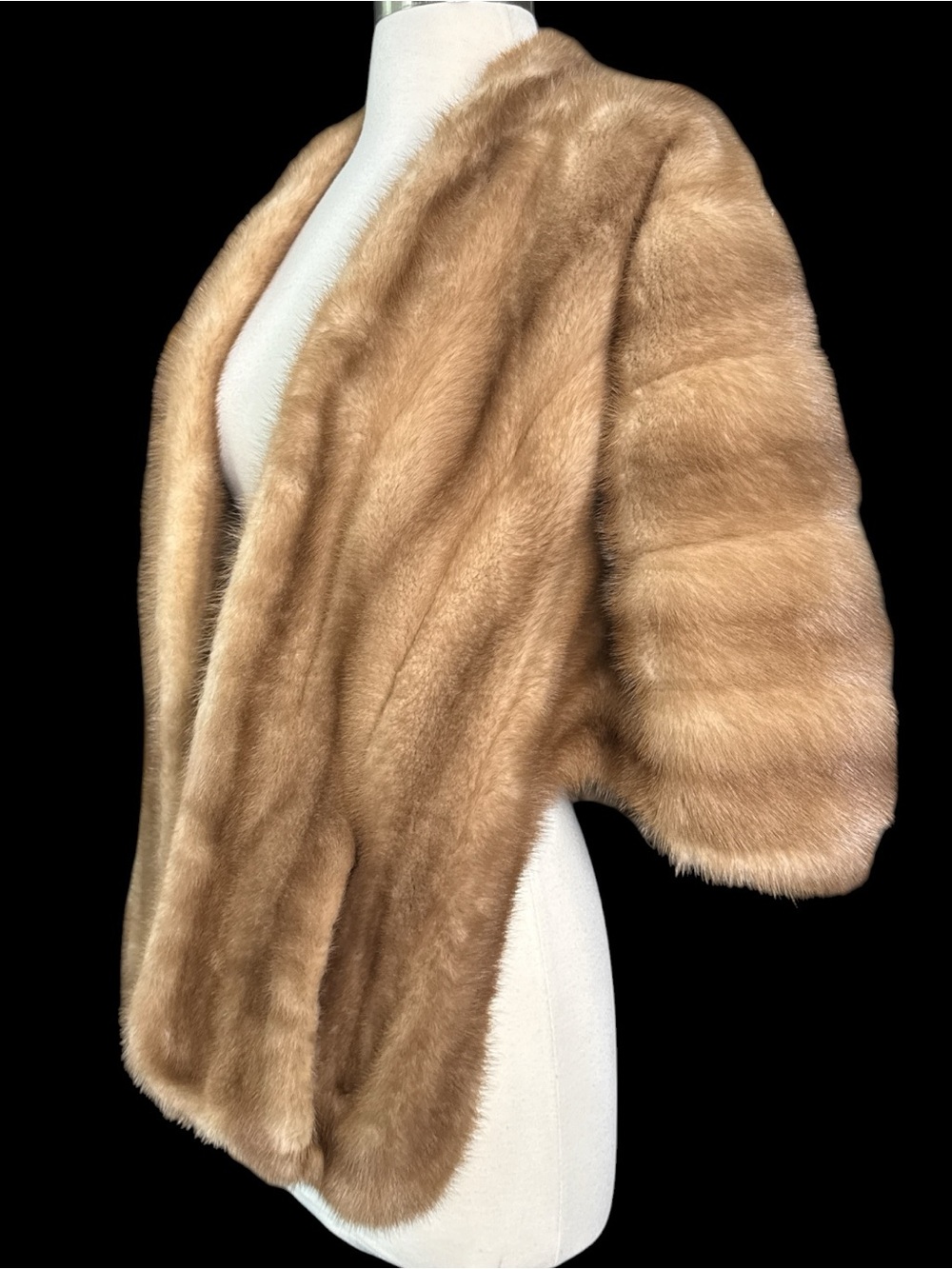 Vintage Genuine 100% Mink Paul Magder Fur Fully Lined Stole Jacket EUC Sz S/M